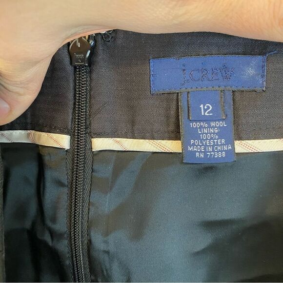 J CREW vintage Black classic pencil skirt with slit 100% wool short preppy 12 - Picture 6 of 6